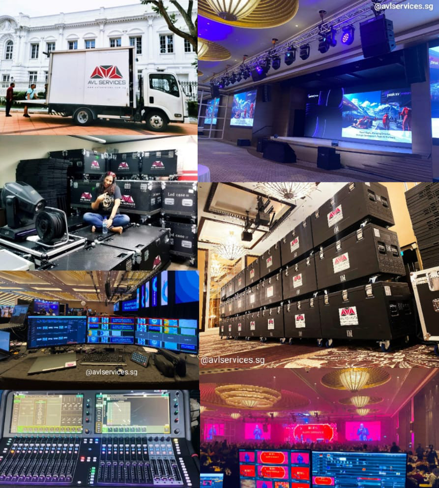 Professional audio mixing console and AV equipment rack